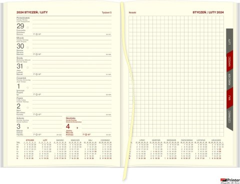 Kalendarz Cross z gumką i ażurową datówką A5 Tygodniowy z notesem 204 A5TNRK czerwony 2025 WOKÓŁ NAS