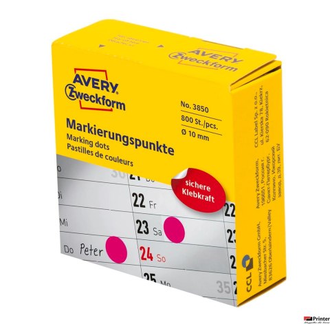 Kółka do zaznaczania różowe 3850 Q10 w rolce Avery Zweckform Kółka do zaznaczania różowe 3850 Q10 w rolce Avery Zweckform