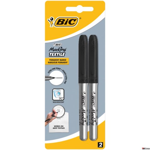 Marker do tekstyliówBIC Textile 0,9mm czarny Blister 2szt, 933872 Marker do tekstyliówBIC Textile 0,9mm czarny Blister 2szt, 933872