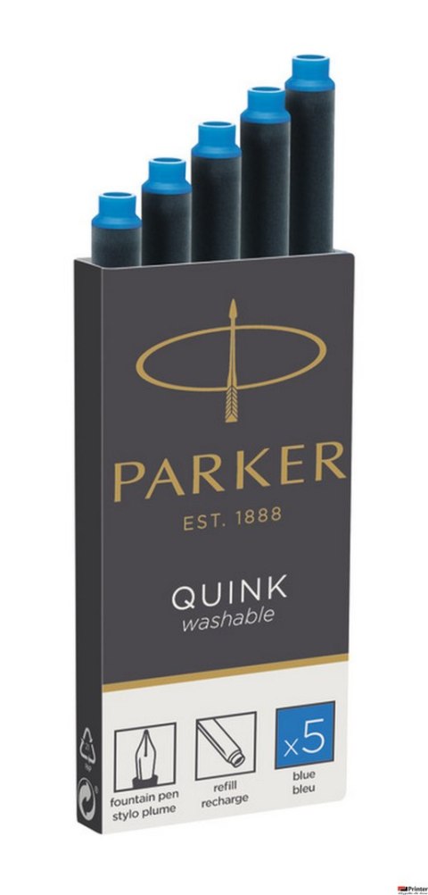 Naboje z Atramentem QUINK - STANDARD niebieski zmywalny - 5 szt. w pudełku 1950383 PARKER Naboje z Atramentem QUINK - STANDARD niebieski zmywalny - 5 szt. w pudełku 1950383 PARKER