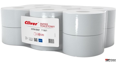 Papier toaletowy CLIVER JUMBO (12 rolek) 1W biały T 130/1 6057