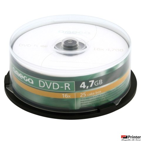 Płyta OMEGA DVD+R 4,7GB 16X CAKE (25) OMD1625+ a _a