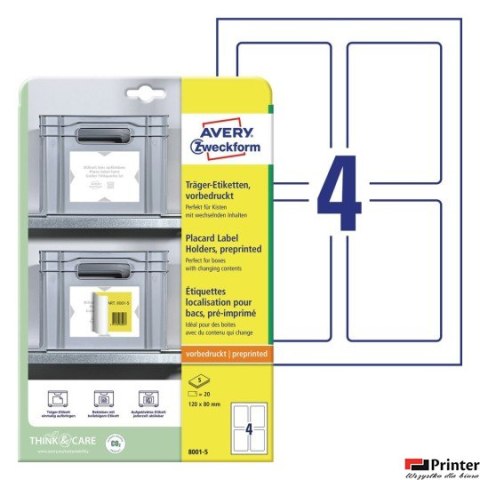 Podkładki pod etykiety, 120 x 80 mm, 5 ark. (już z nadrukiem), Avery Zweckform 8001-5