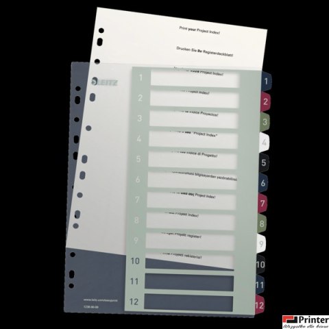 Przekładki plast. do nadruku tekstu na kartę, Leitz Style, 1-12 12380000 Przekładki plast. do nadruku tekstu na kartę, Leitz Style, 1-12 12380000