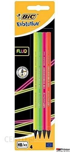 Zestaw Ołówek bez gumki 4 szt. mix Evolution Fluo 650 HB Blister BIC 940758