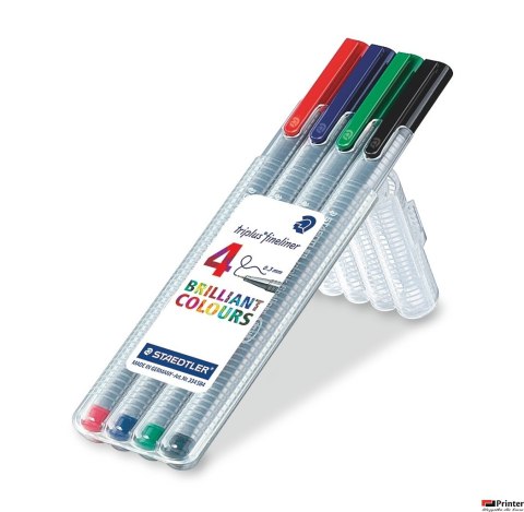 Cienkopis triplus, trójkątny, 0.3 mm, 4 kol. w etui box, Staedtler S 334 SB4