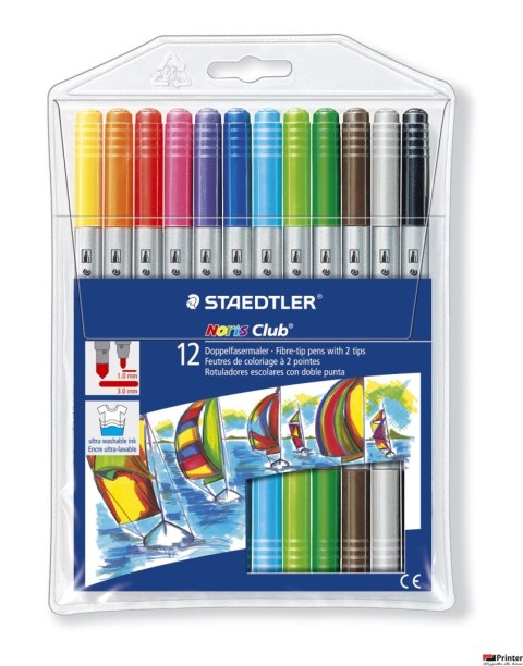 Flamastry dwustronne Noris Club, 12 kol., Staedtler S 320 NWP12 Flamastry dwustronne Noris Club, 12 kol., Staedtler S 320 NWP12