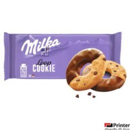 MILKA Cookie Loop Ciastka z kawałkami czekolady częściowo oblane czekoladą