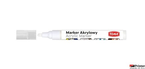 Marker akrylowy, fibrowa końcówka okrągła 2-5mm, biały TO-402 Toma