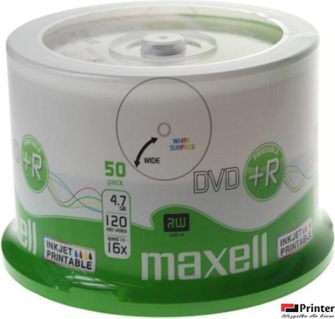 Płyta MAXELL DVD+R 4.7GB 16x, (50szt) PRINTABLE, white, do nadruku, cake 275702 SALE Płyta MAXELL DVD+R 4.7GB 16x, (50szt) PRINTABLE, white, do nadruku, cake 275702 SALE