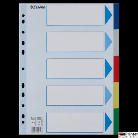 Przekładki plastikowe z PP A4 ESSELTE 5 kart 15259 Przekładki plastikowe z PP A4 ESSELTE 5 kart 15259
