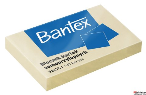 Bloczek samoprzylepne 50x75mm, 100 kartek, żółty BANTEX 400086385