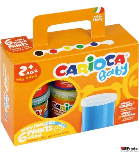 Farba tempera do malowania palcami 6kl 80ml CARIOCA BABY 170-2275 SALE OD 2 LAT Farba tempera do malowania palcami 6kl 80ml CARIOCA BABY 170-2275 SALE OD 2 LAT