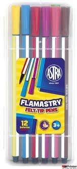 Flamastry Astra heksagonalne w plastikowym boxie - 12 sztuk, 314115001 (X)