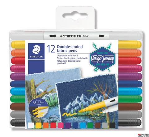 Flamastry dwustronne, do tkanin, Design Journey, 12 kol, Staedtler S 3190 TB12 Flamastry dwustronne, do tkanin, Design Journey, 12 kol, Staedtler S 3190 TB12