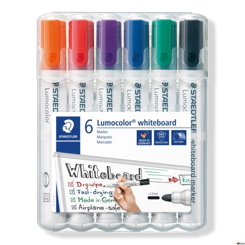 Marker Lumocolor do białych tablic whiteboard, okrągły, 6 kol. (2, 3, 4, 5, 6, 9) w etui box, Staedtler S 351 WP6 Marker Lumocolor do białych tablic whiteboard, okrągły, 6 kol. (2, 3, 4, 5, 6, 9) w etui box, Staedtler S 351 WP6